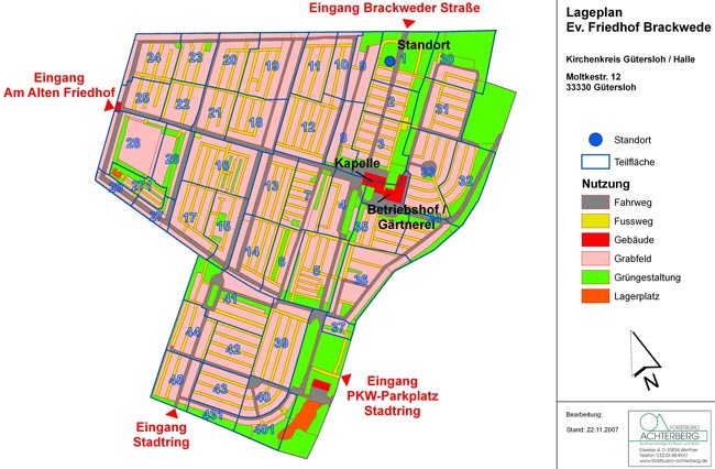 Lage- und Übersichtsplan des Friedhofs